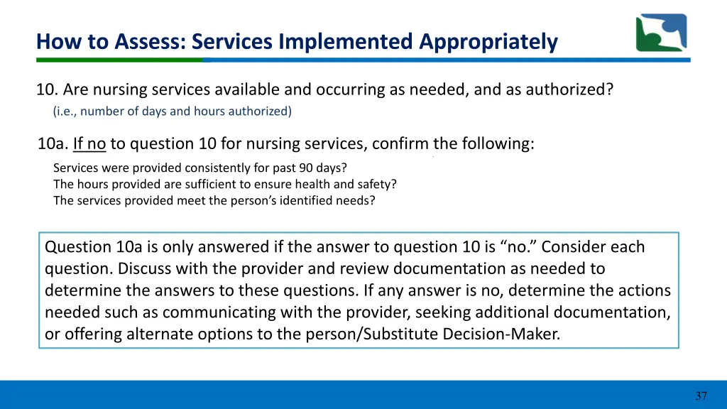 how to assess services implemented appropriately 2