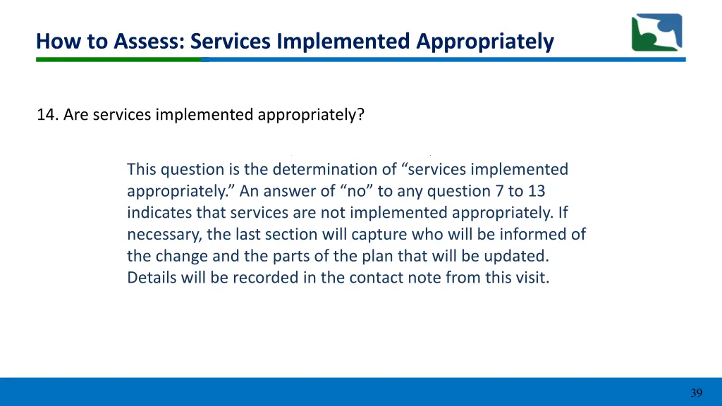 how to assess services implemented appropriately 4