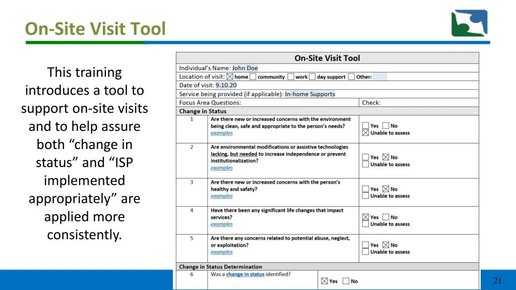 on site visit tool