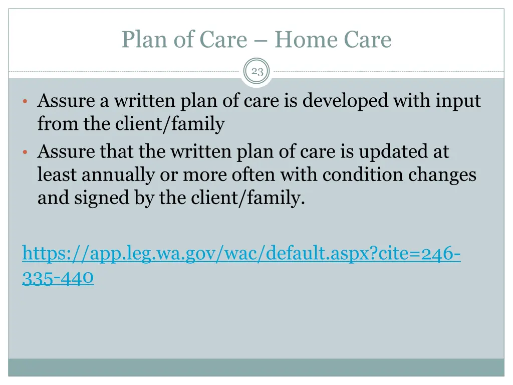 plan of care home care