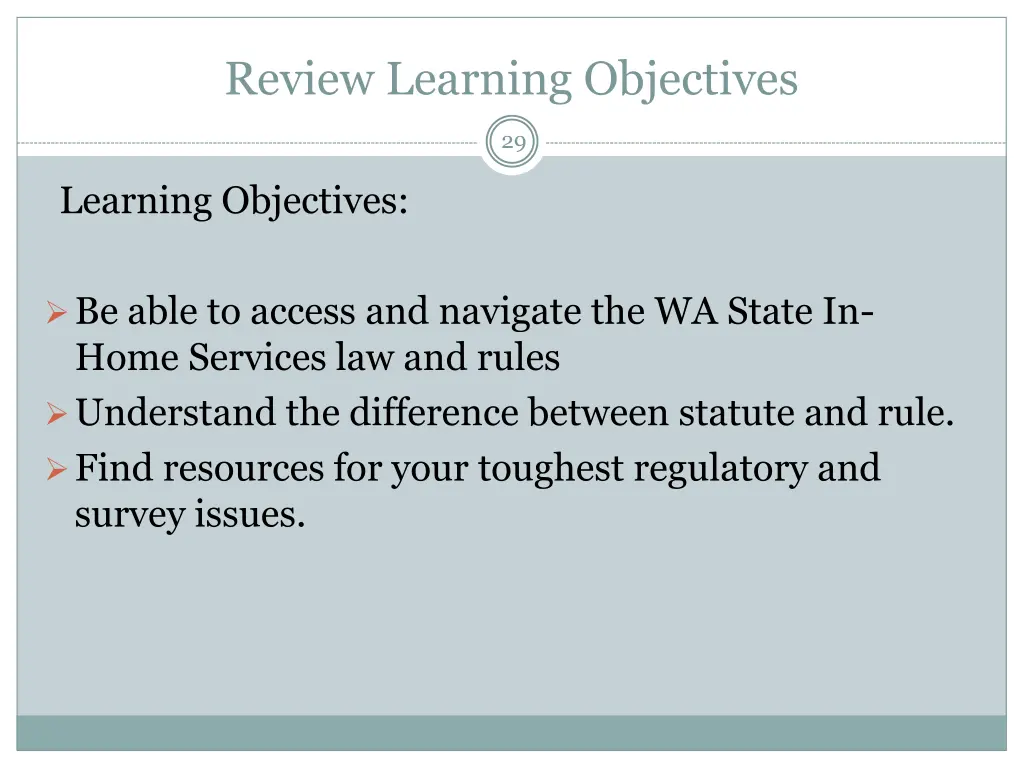 review learning objectives