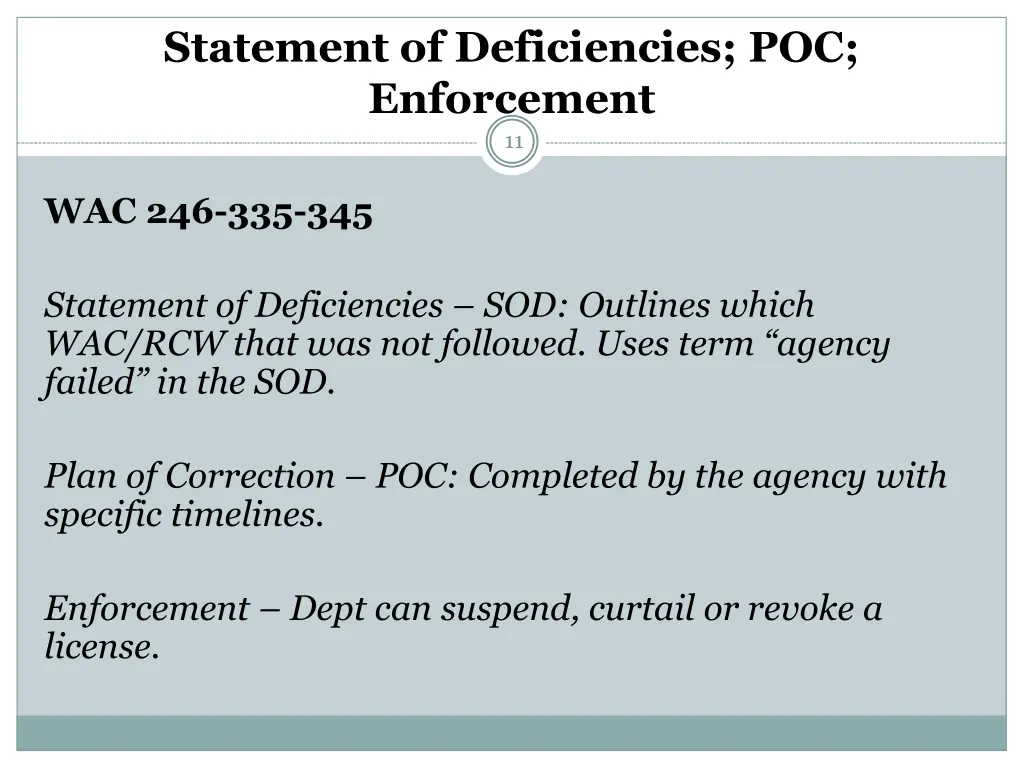 statement of deficiencies poc enforcement 11