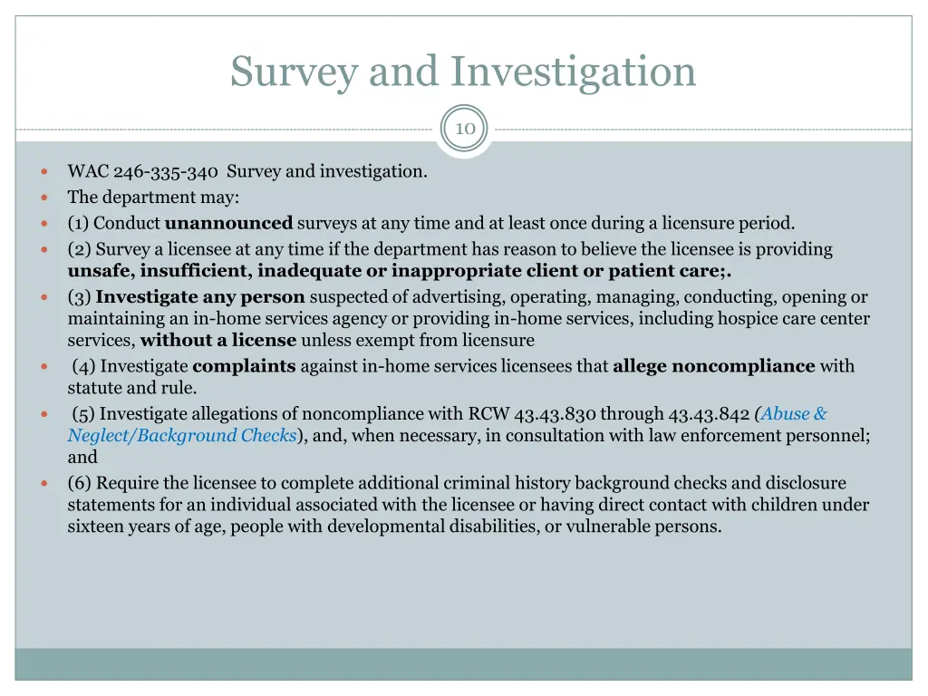 survey and investigation