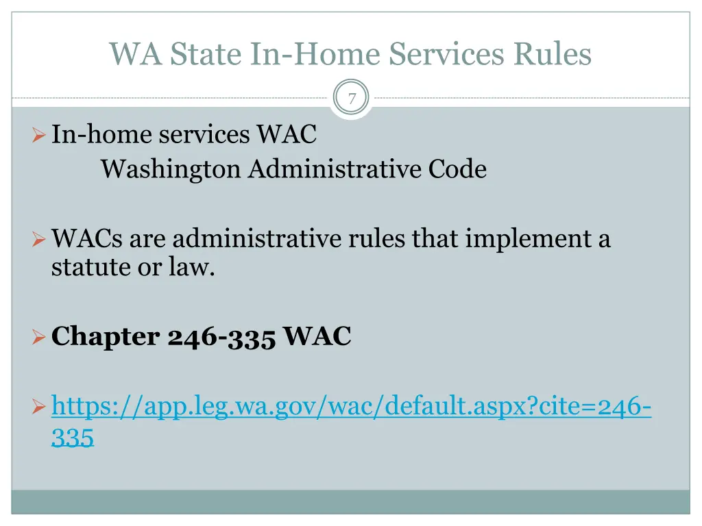 wa state in home services rules