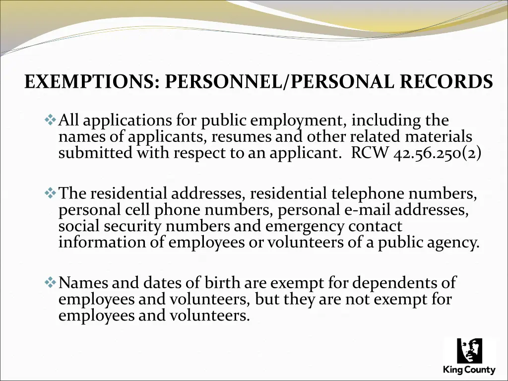 exemptions personnel personal records