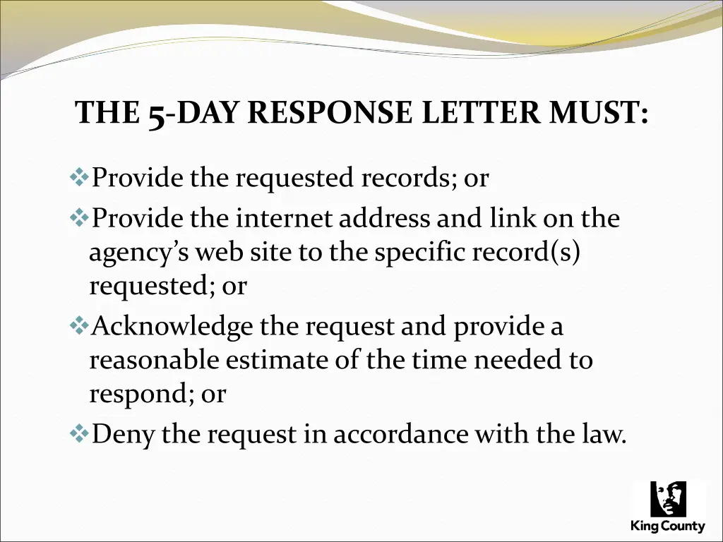 the 5 day response letter must