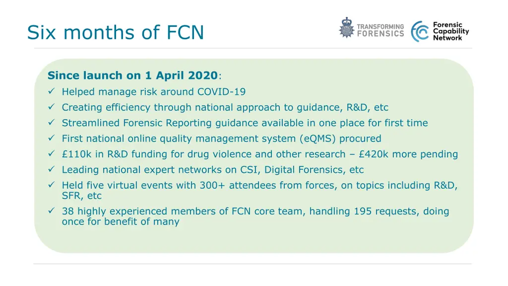 six months of fcn