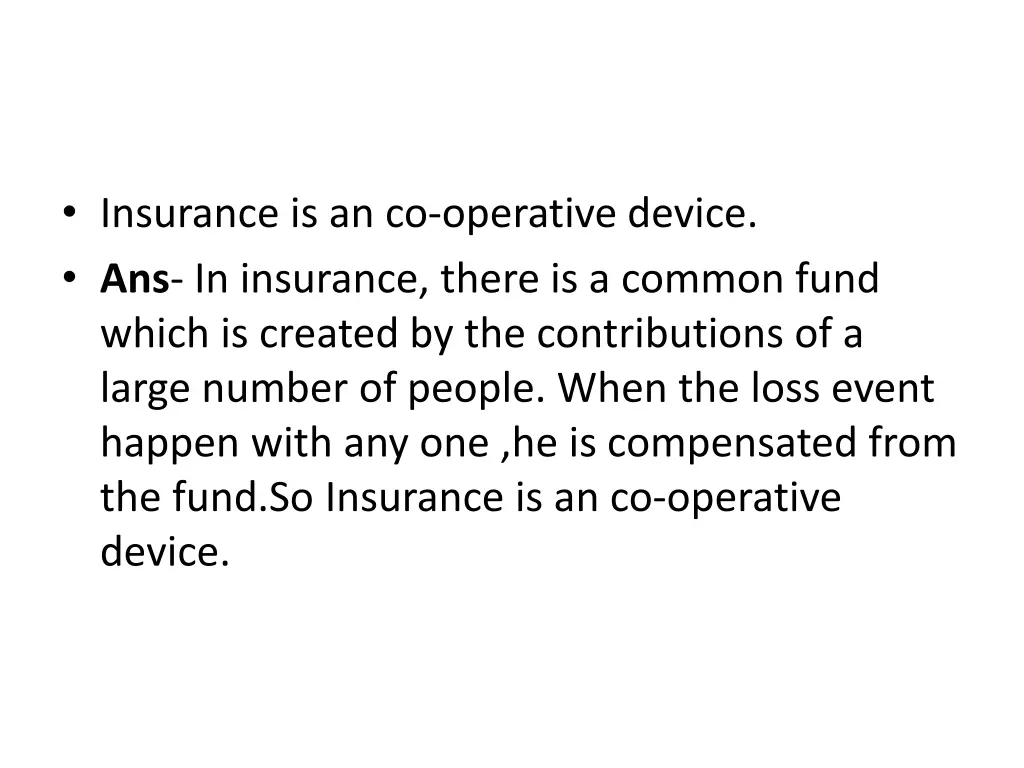 insurance is an co operative device