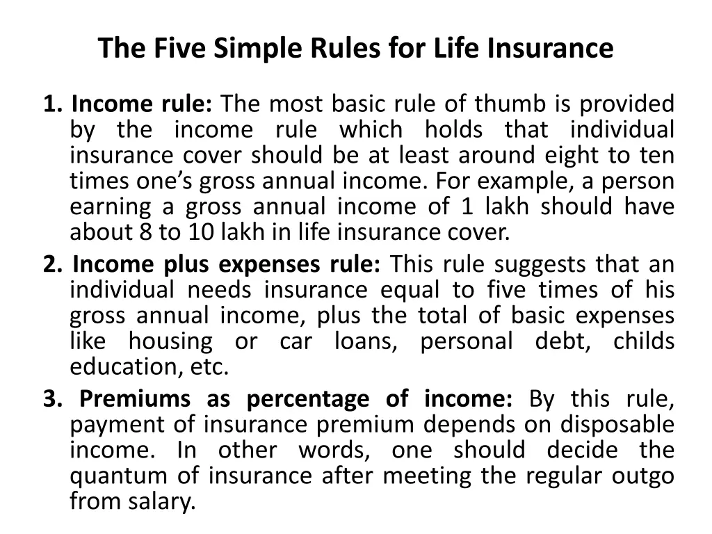 the five simple rules for life insurance