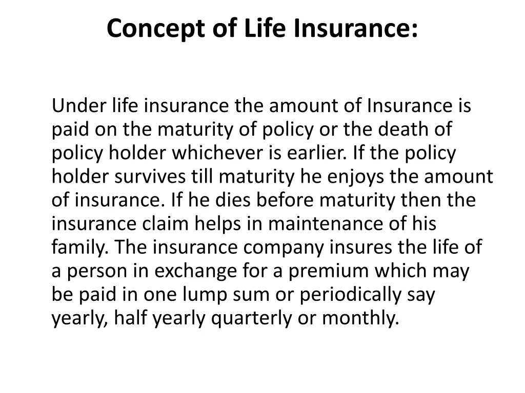 concept of life insurance