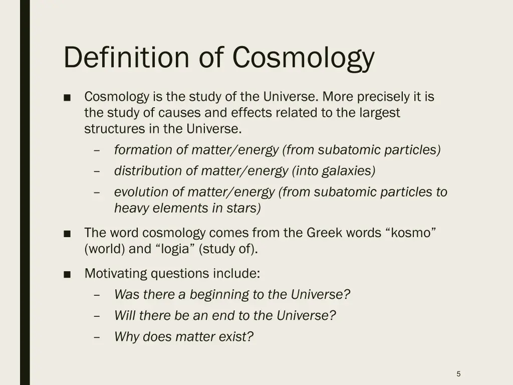 definition of cosmology