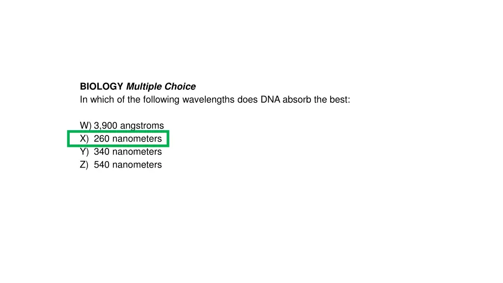 biology multiple choice in which of the following