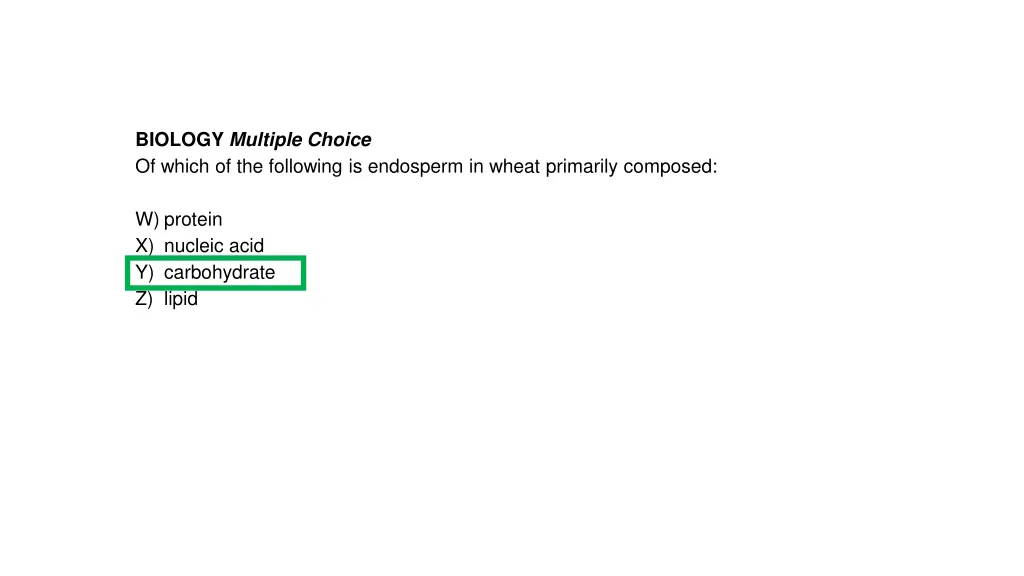 biology multiple choice of which of the following