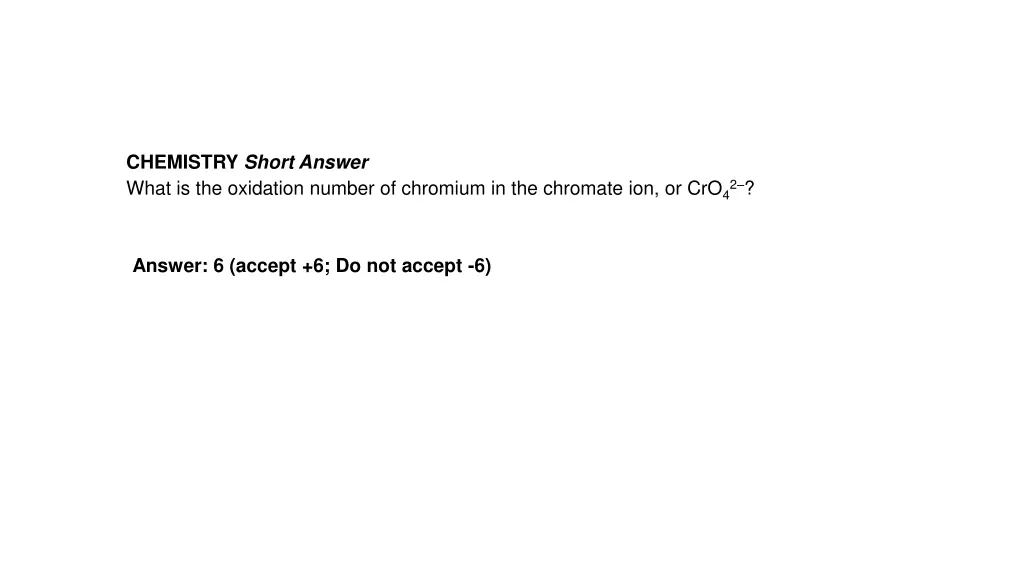 chemistry short answer what is the oxidation