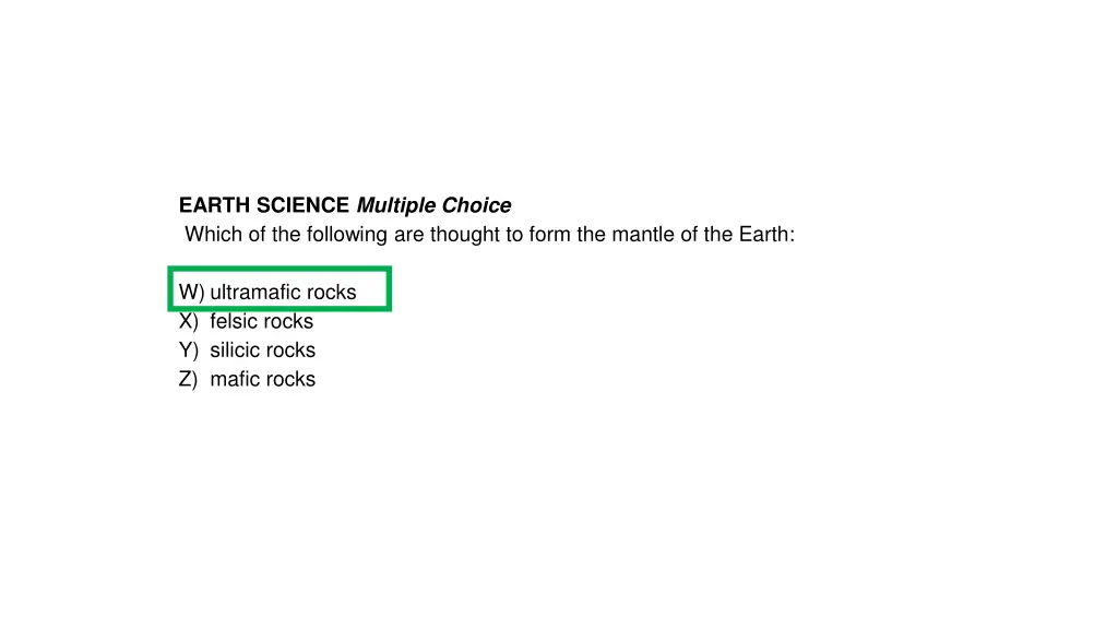 earth science multiple choice which 1