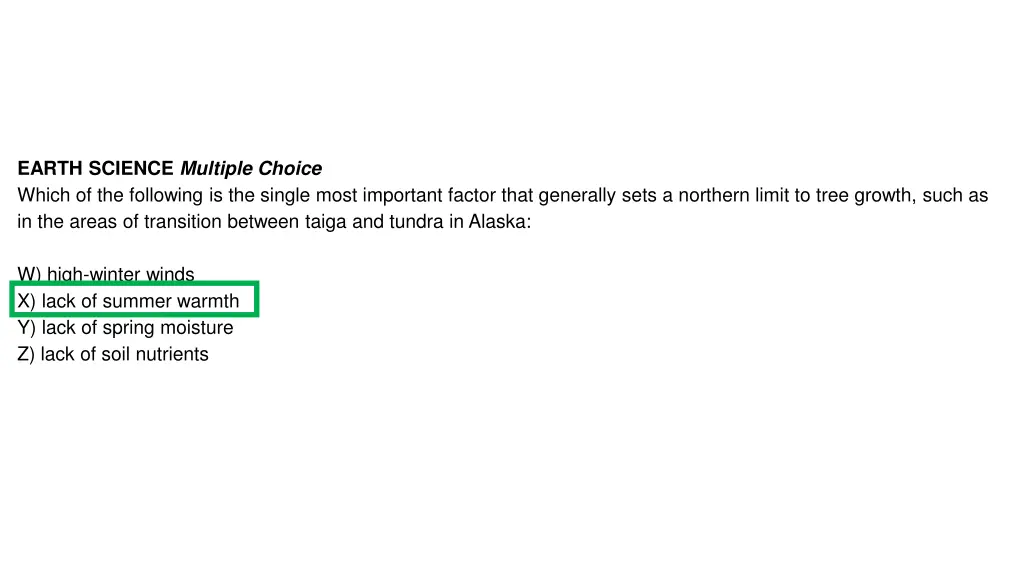 earth science multiple choice which 2