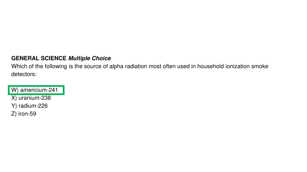 general science multiple choice which