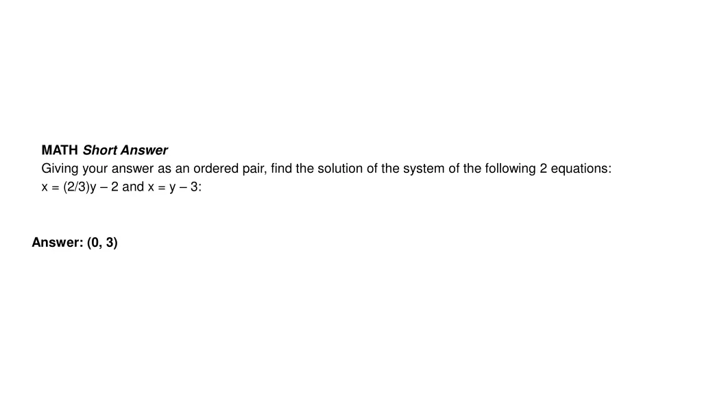 math short answer giving your answer