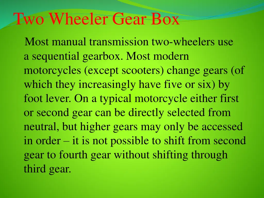 two wheeler gear box