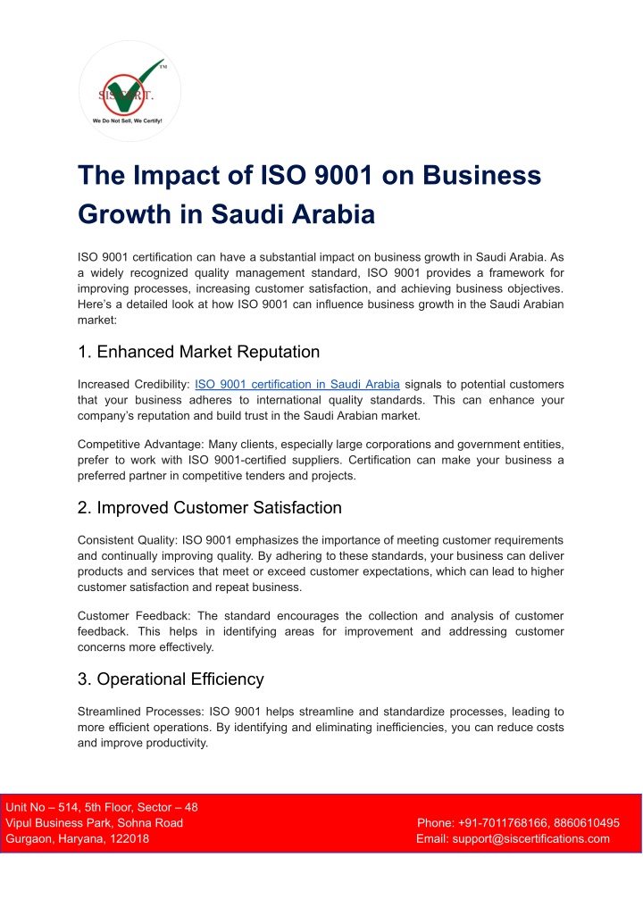 the impact of iso 9001 on business growth