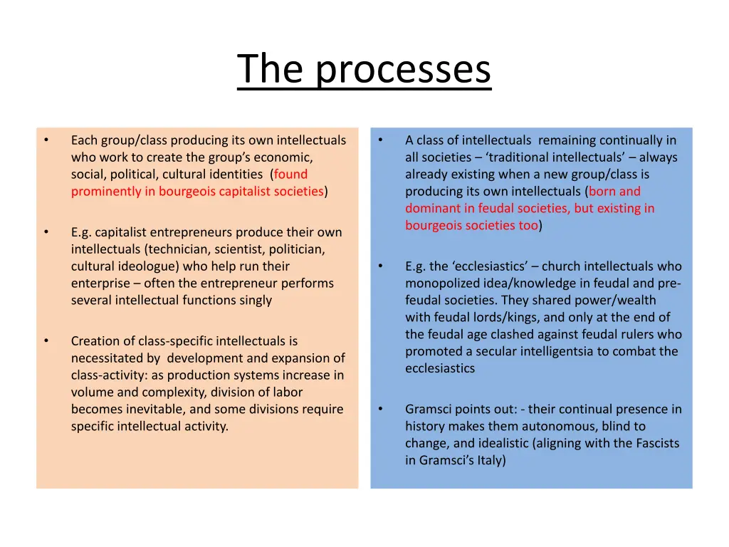 the processes