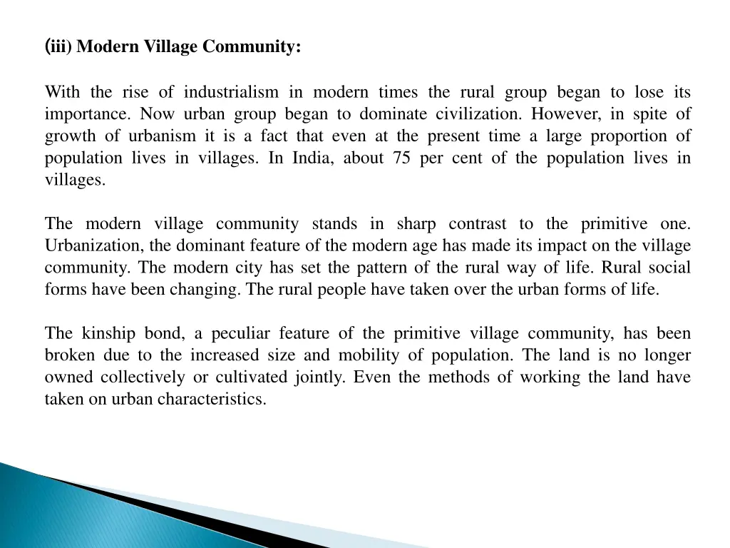 iii modern village community