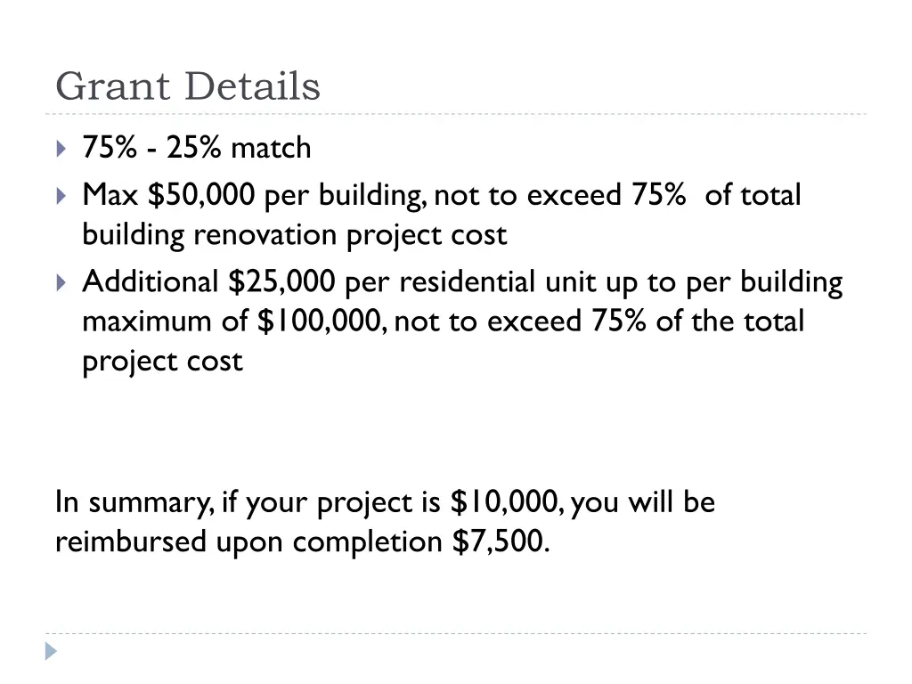 grant details