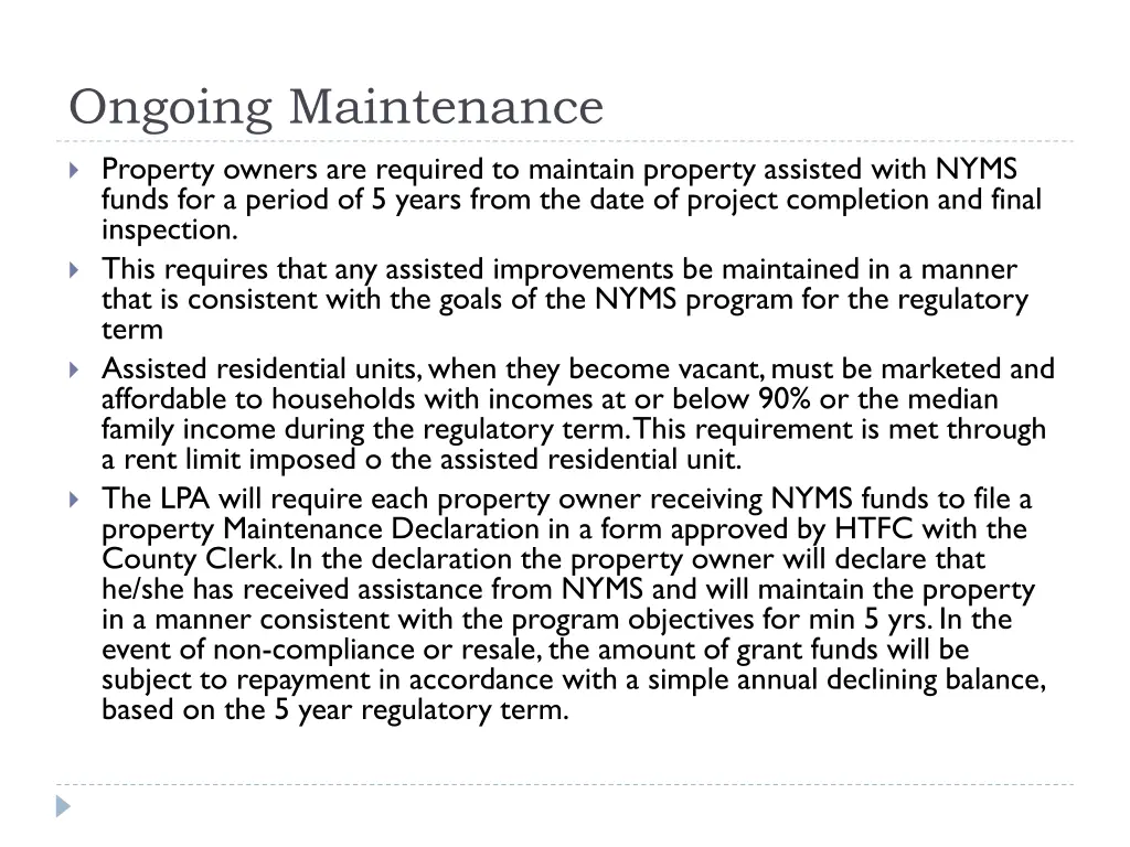 ongoing maintenance