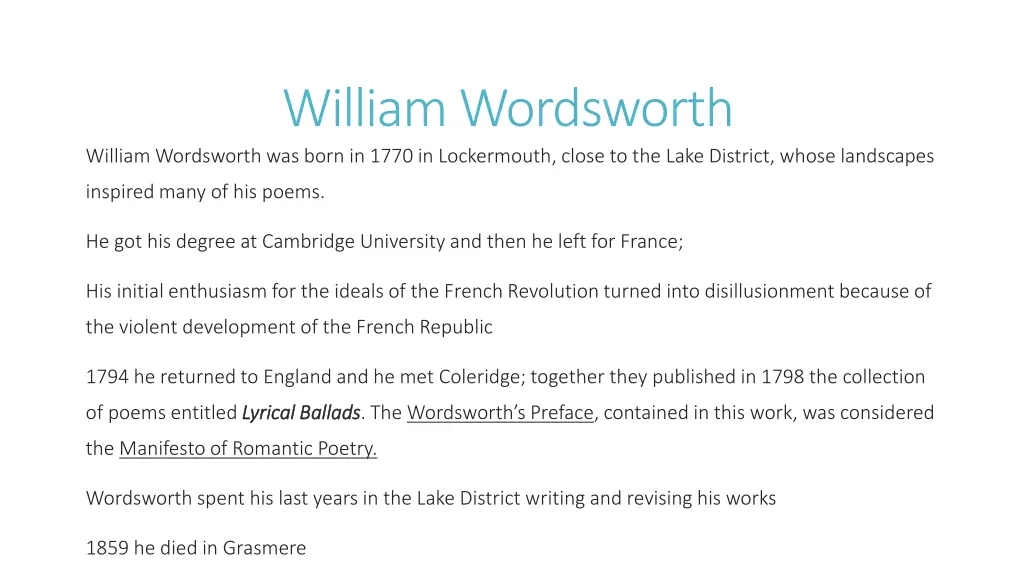 william wordsworth william wordsworth was born