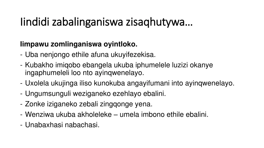 iindidi iindidi zabalinganiswa zabalinganiswa