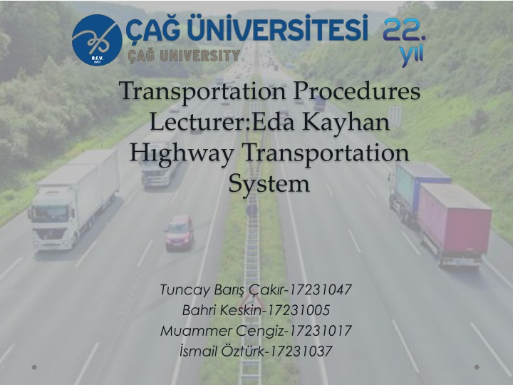 transportation procedures lecturer eda kayhan