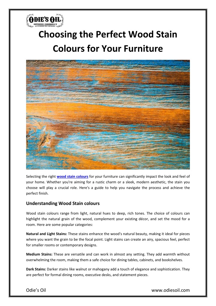 choosing the perfect wood stain colours for your