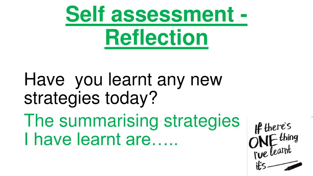 self assessment reflection