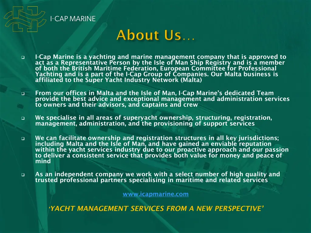 i cap marine is a yachting and marine management