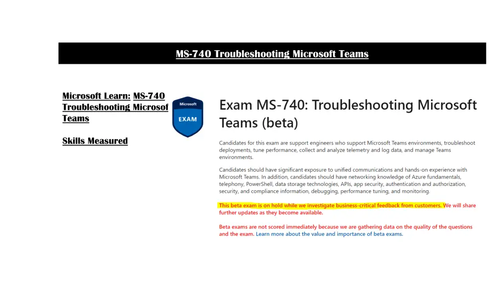 ms 740 troubleshooting microsoft teams