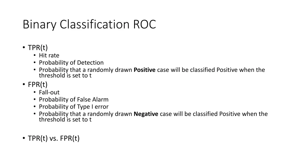 binary classification roc