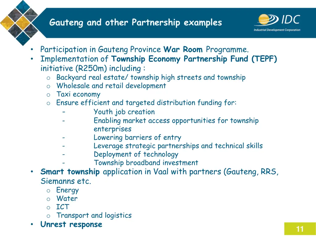 gauteng and other partnership examples