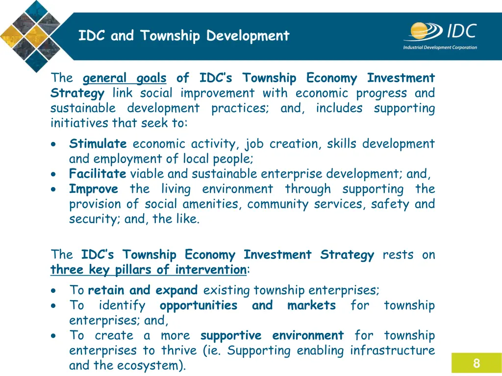 idc and township development 1