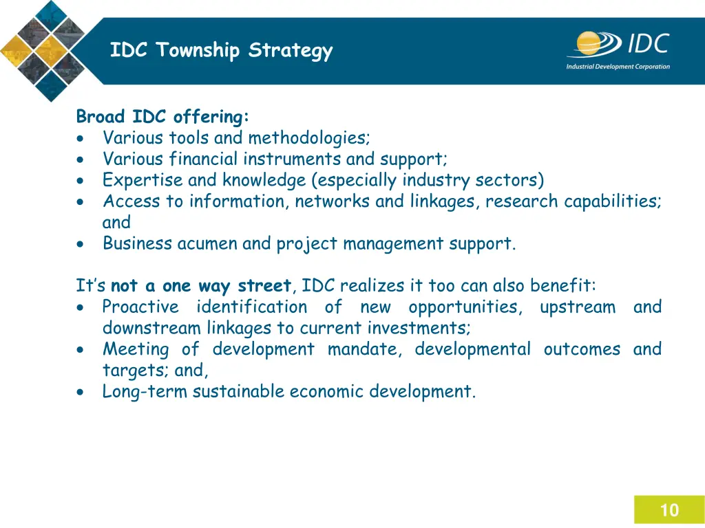 idc township strategy