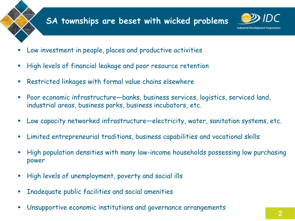 sa townships are beset with wicked problems