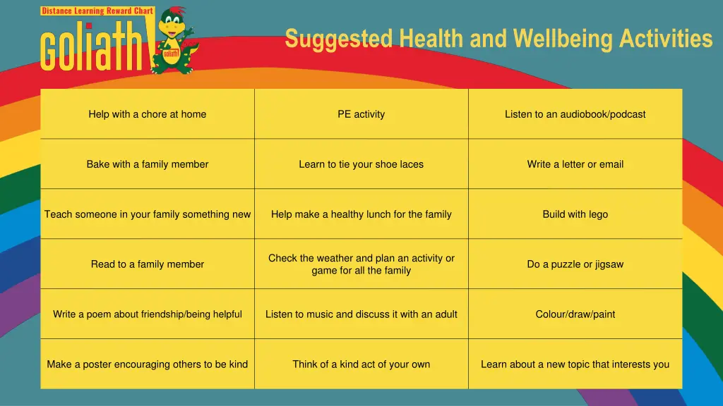 suggested health and wellbeing activities