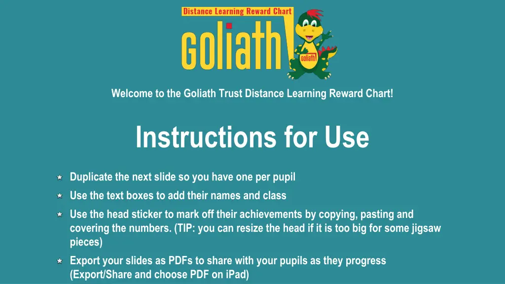 welcome to the goliath trust distance learning