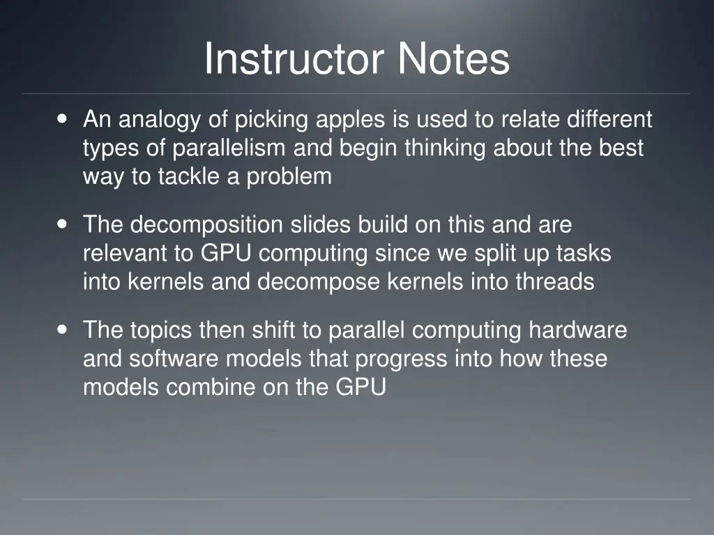 instructor notes