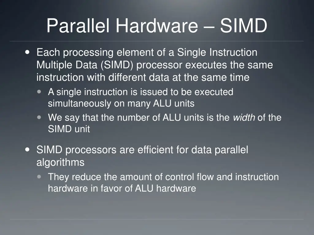 parallel hardware simd