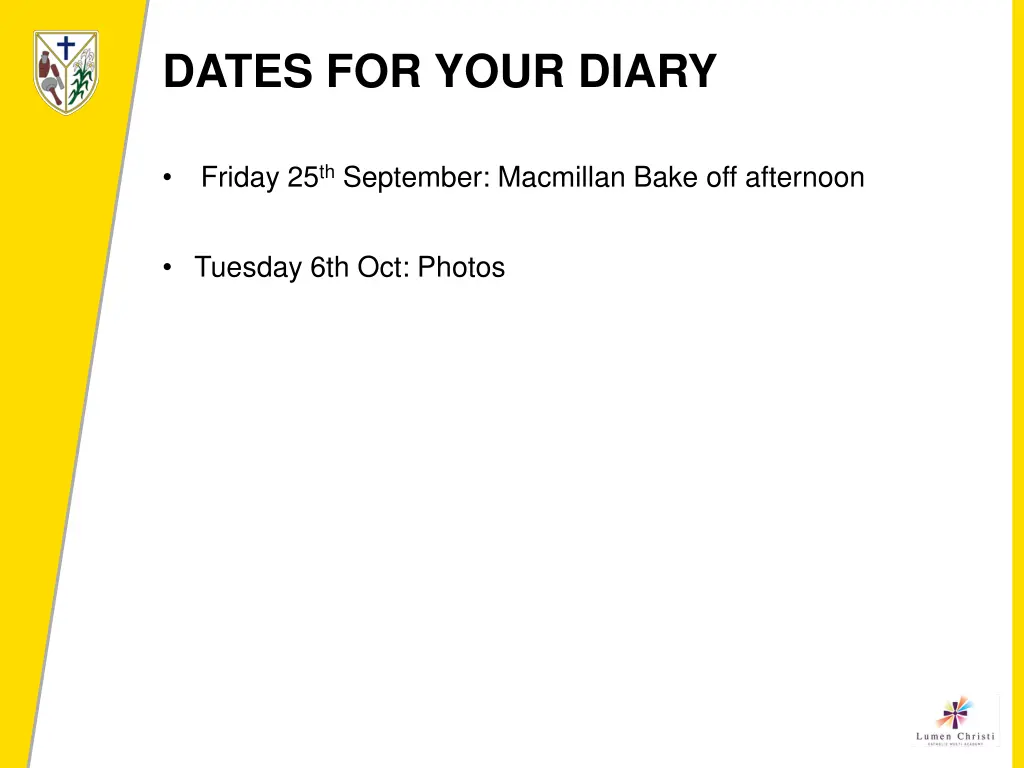 dates for your diary