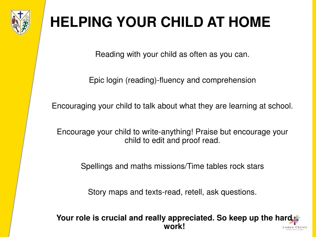 helping your child at home