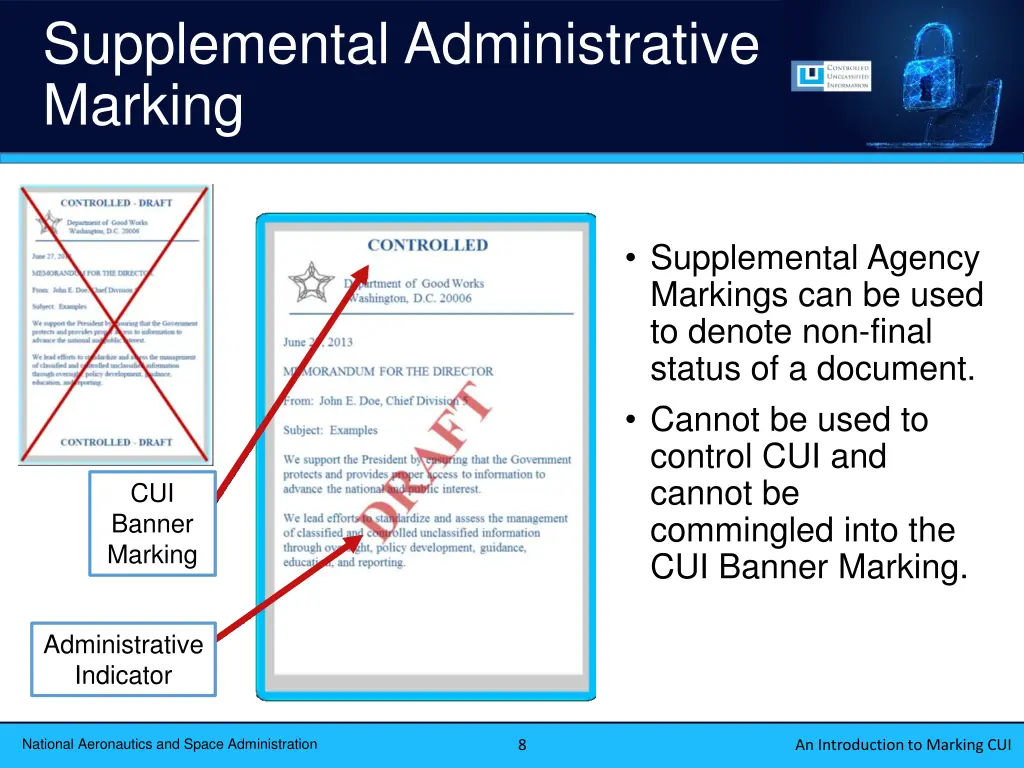 supplemental administrative marking