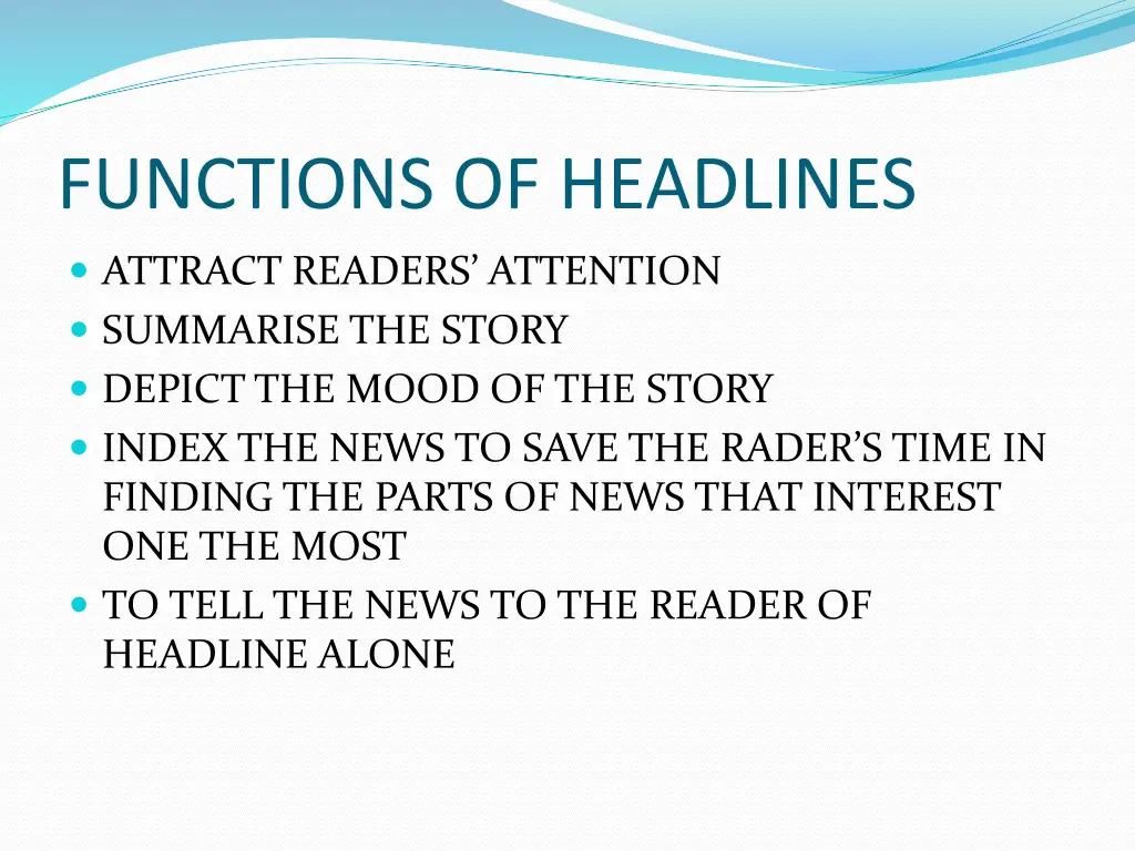 functions of headlines