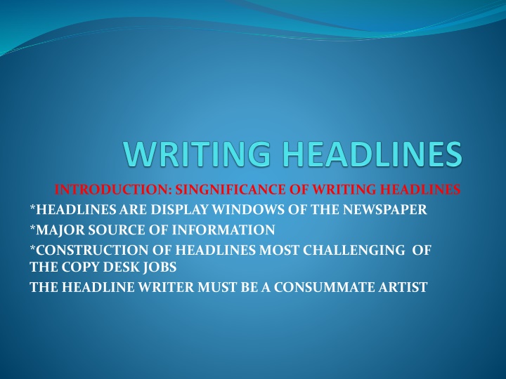 introduction singnificance of writing headlines