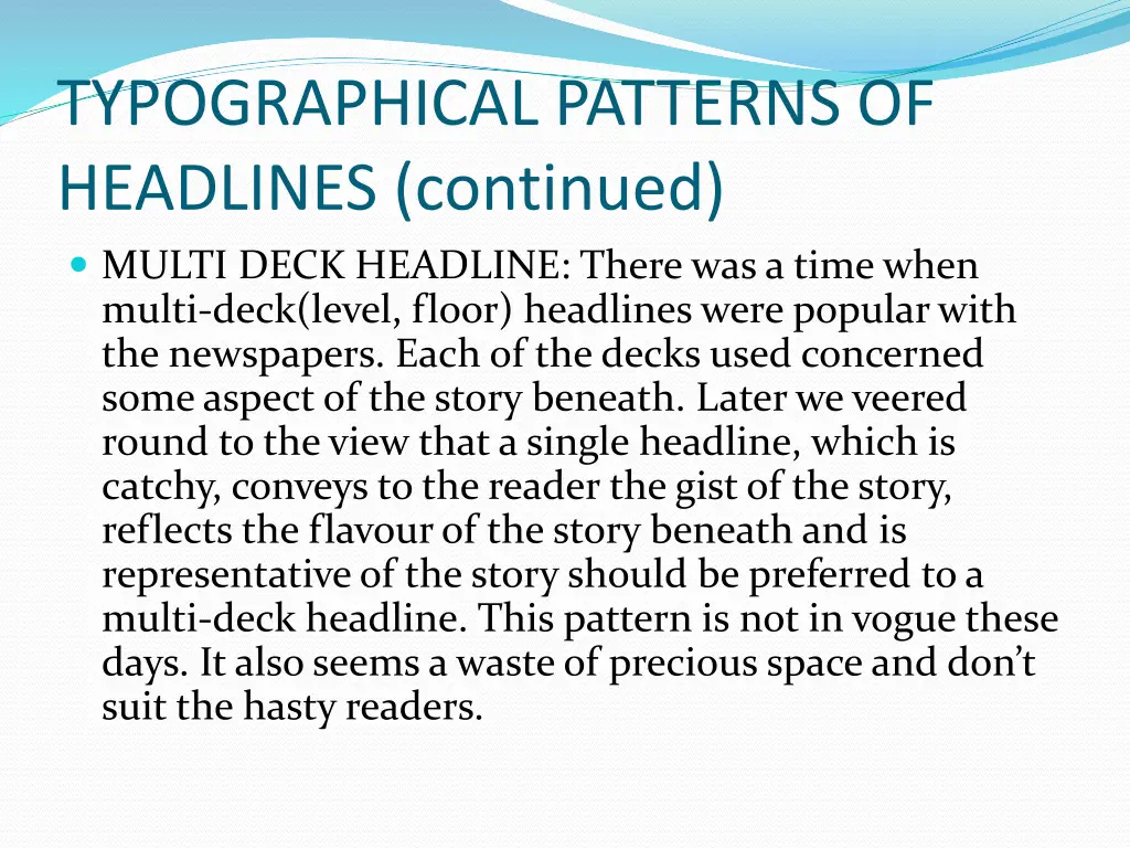 typographical patterns of headlines continued 8